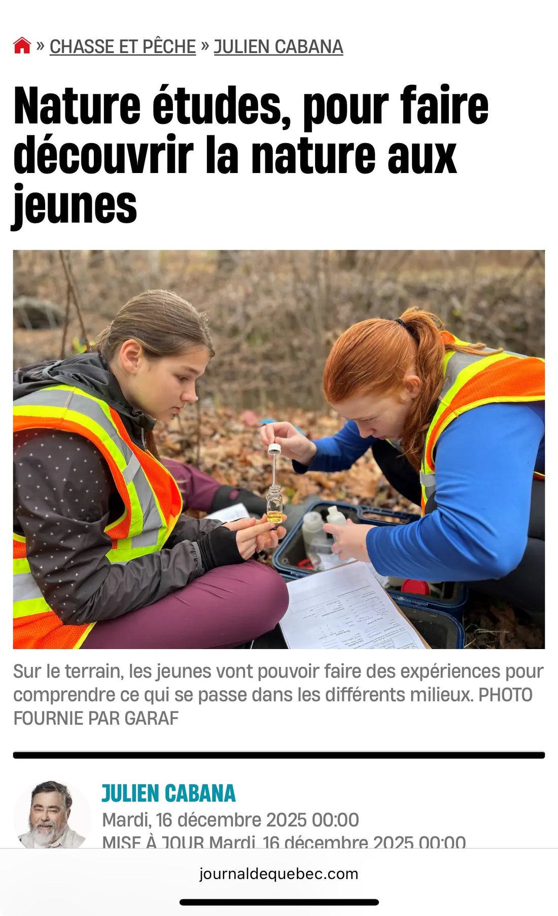 Initier les jeunes à la nature, c'est primordial